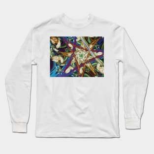 Colourful Psychedelic Abstract Fractal Star Pattern Long Sleeve T-Shirt